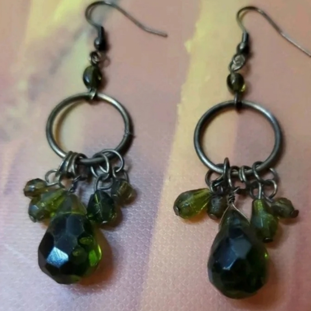 Green Dangle Earrings